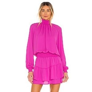 Turtleneck Ruffle Skirt Dress in Cocktail